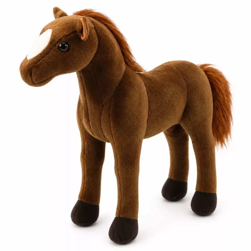 LEAN TOYS Plyšový kôň plyšová hračka tmavohnedá 40cm x 37cm