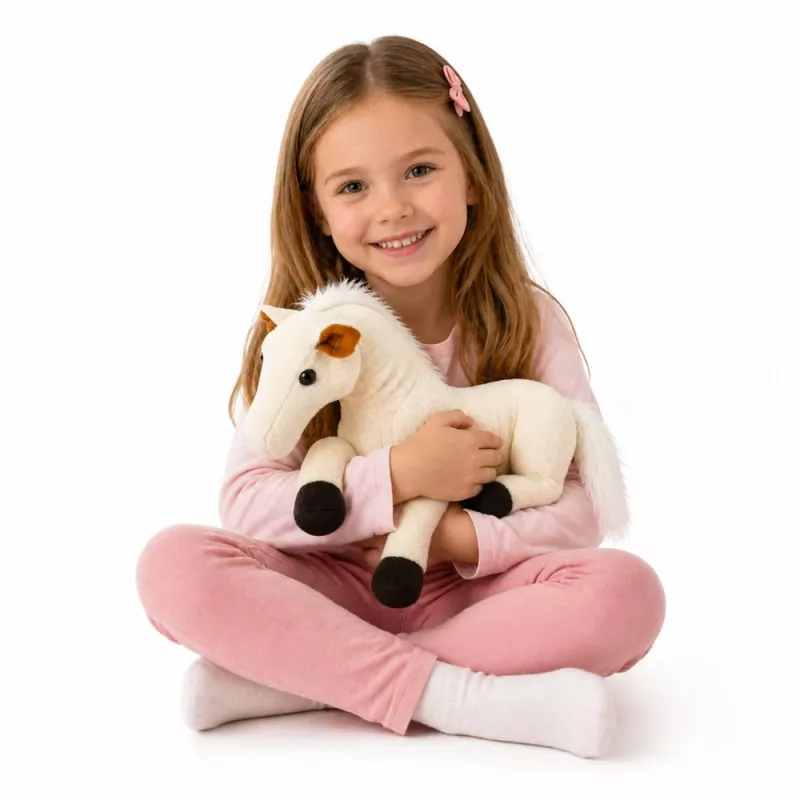 LEAN TOYS plyšový kôň plyšová hračka maskot plyšák biela 40cm x 37cm