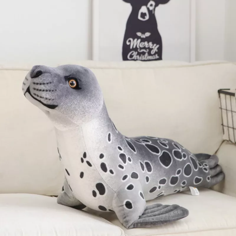 LEAN TOYS plyšová maskot plyšová hračka tuleň sivá 37cm