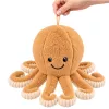 LEAN TOYS plyšová chobotnica mäkká hračka s prísavkou béžová 16 cm