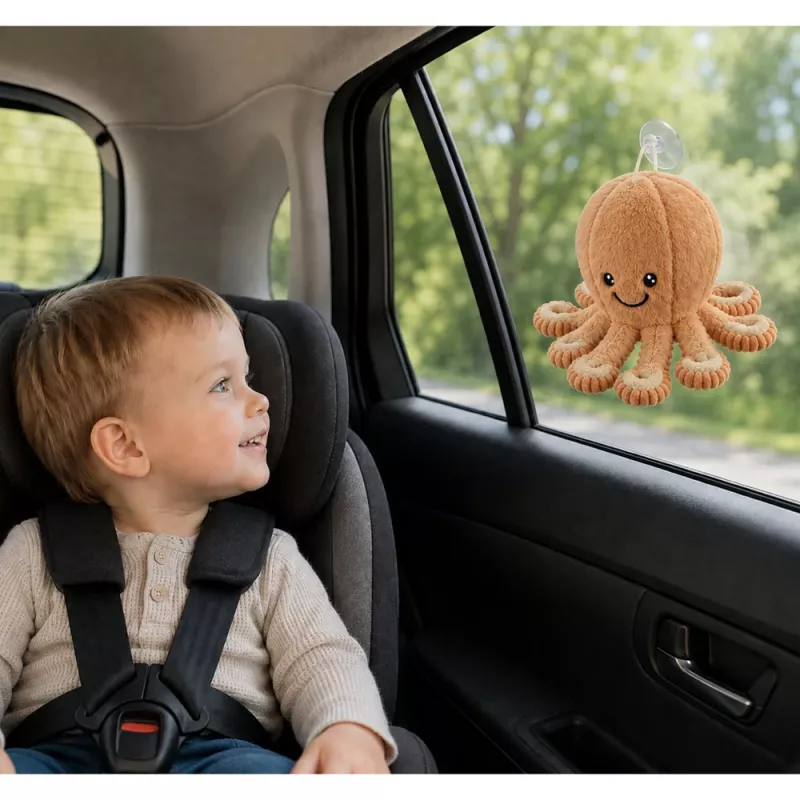 LEAN TOYS plyšová chobotnica mäkká hračka s prísavkou béžová 16 cm