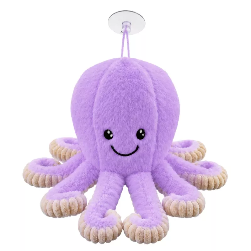 LEAN TOYS plyšová hračka chobotnica s prísavkou, fialová, 16 cm