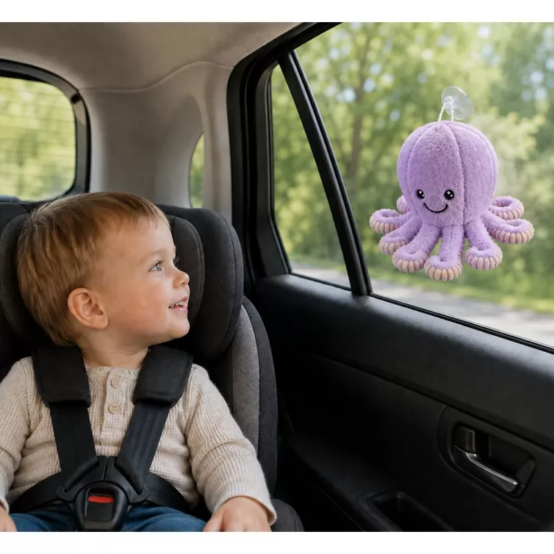 LEAN TOYS plyšová hračka chobotnica s prísavkou, fialová, 16 cm