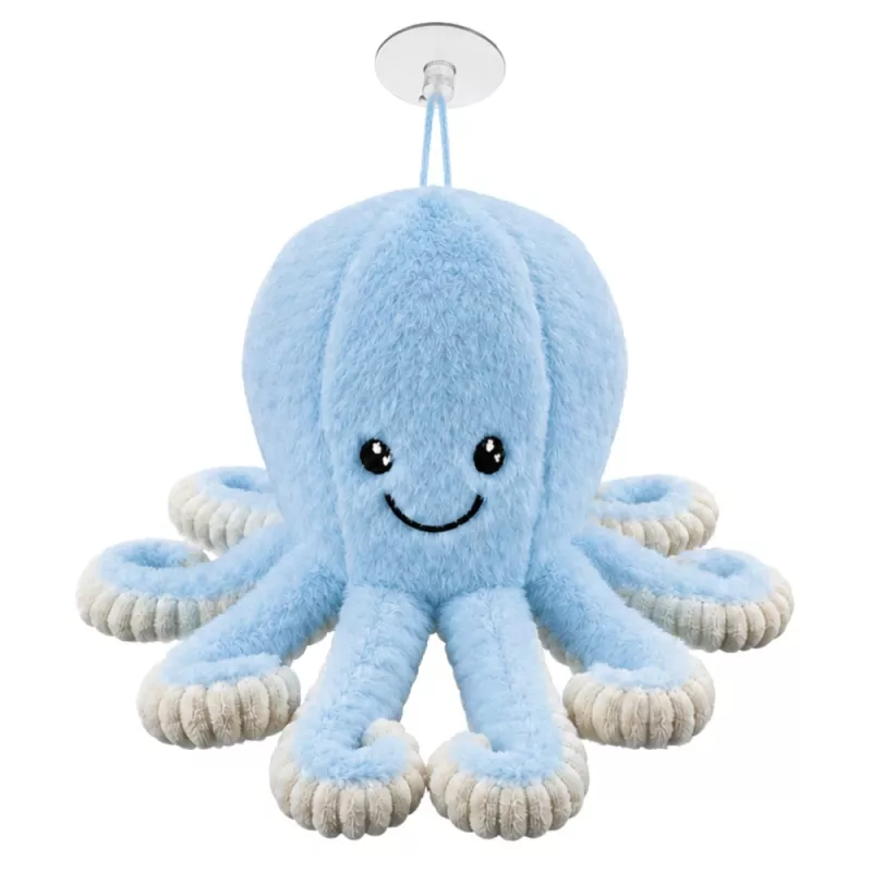 LEAN TOYS plyšová chobotnica s prísavkou, modrá, 16 cm