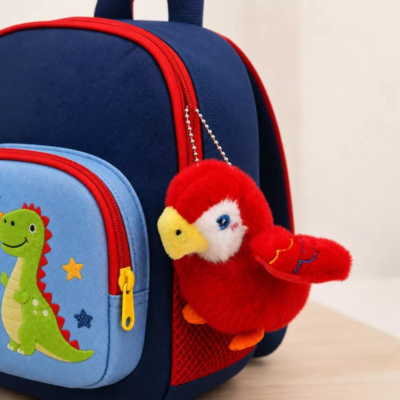 LEAN TOYS Plush papagáj kľúčenka červená 9 cm