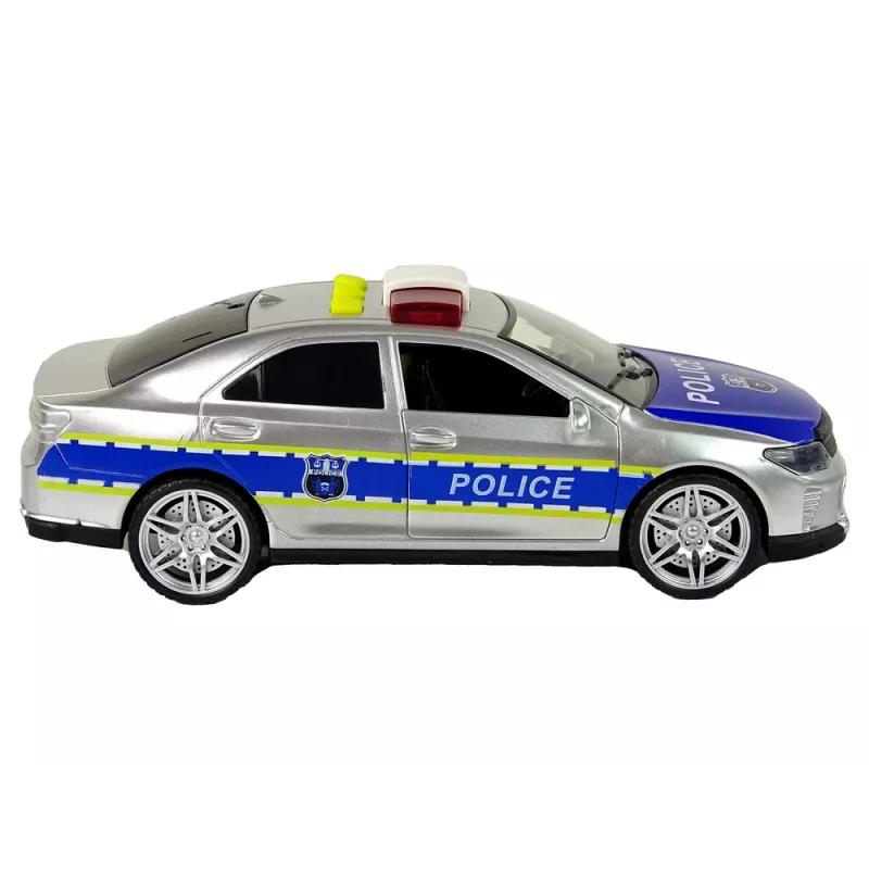 LEAN TOYS Polícia auto 1:14 nárazový pohon zvuky svetlo strieborná