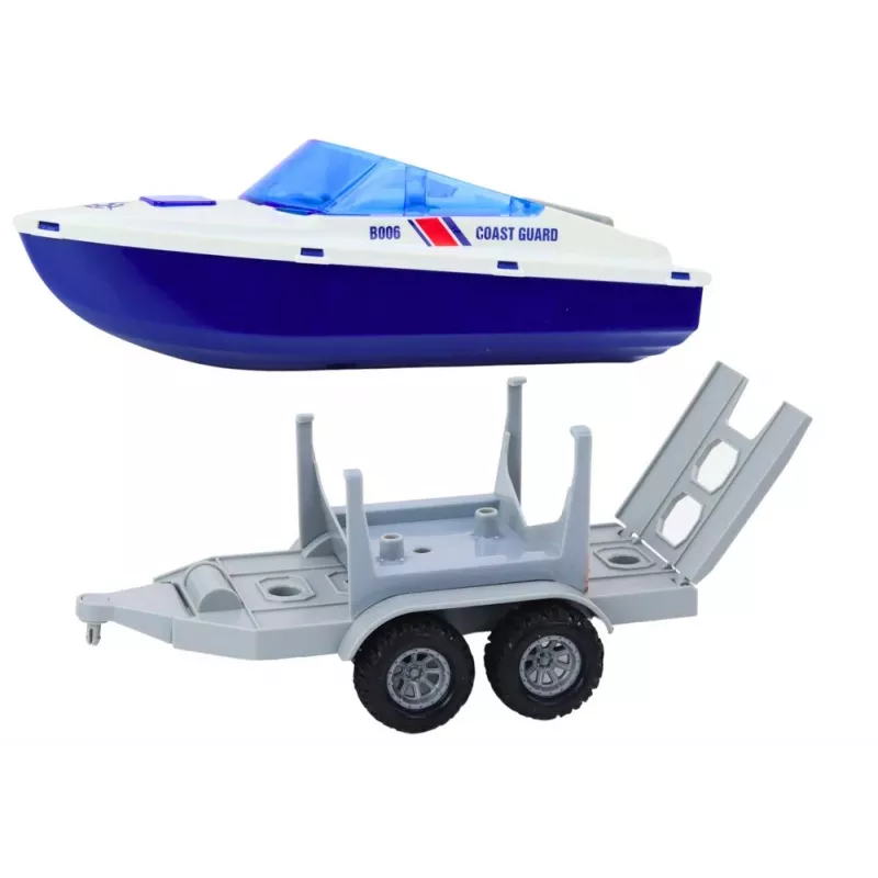 LEAN TOYS Policajné štvorkolka s prívesom a motorovým člnom