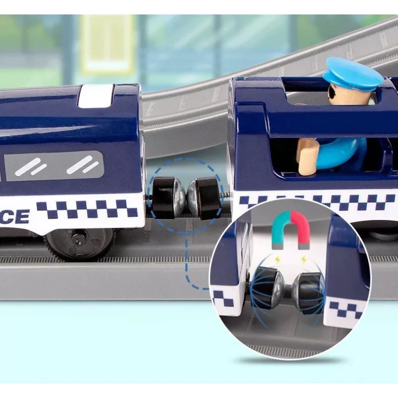 LEAN TOYS policajná mestská vlaková súprava modrá 203 km/h