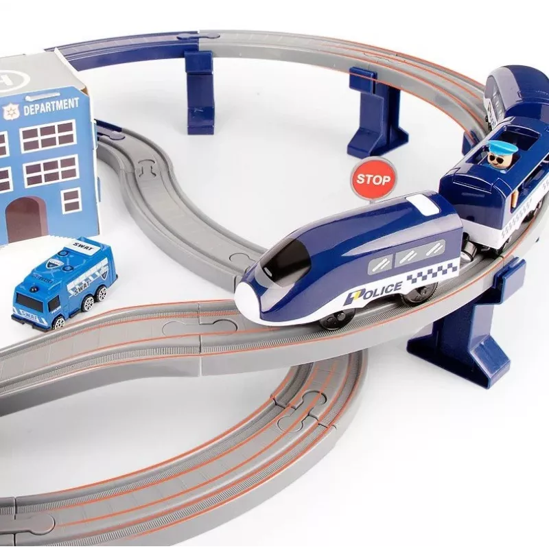 LEAN TOYS policajná mestská vlaková súprava modrá 203 km/h