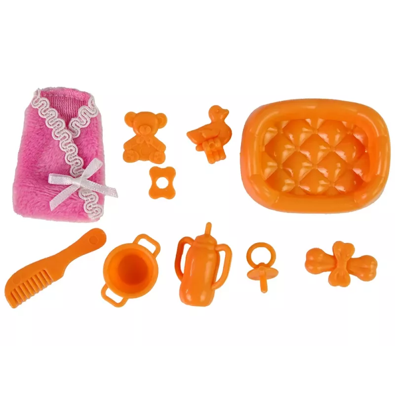 LEAN TOYS Tehotná bábika s dlhými vlasmi a príslušenstvom