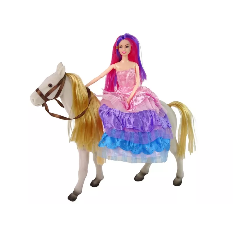 LEAN TOYS Princezná bábika s bielym poníkom figúrky doplnky