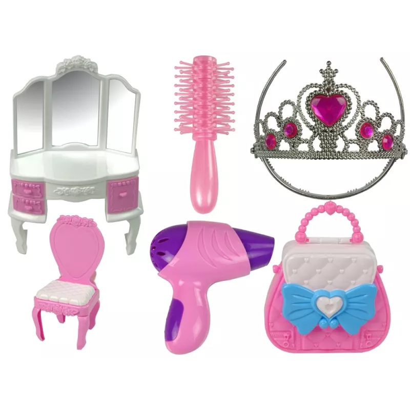 LEAN TOYS Princeznovský stan pre deti, beauty salón, ružový, príslušenstvo, koruna