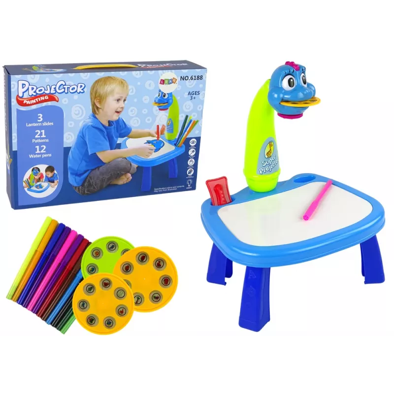 LEAN TOYS Projektor na učenie kreslenia, dinosauří projektorový stolík