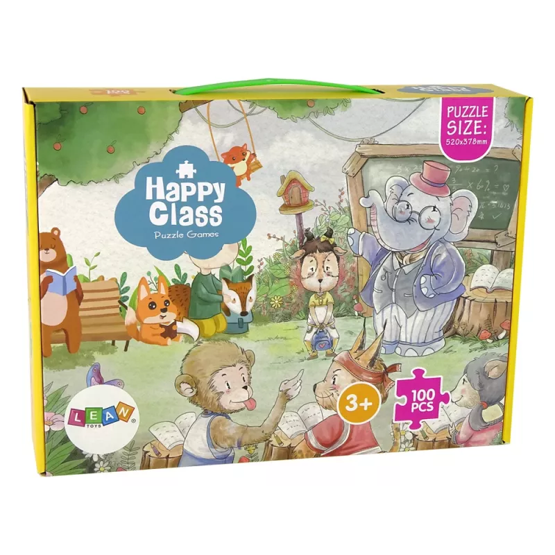 LEAN TOYS Puzzle škola pre zvieratá 100 dielov