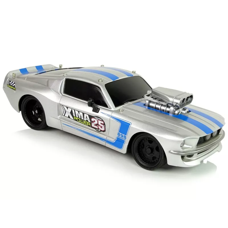 LEAN TOYS Autíčko na diaľkové ovládanie športové 1:16 strieborné modré pruhy pilot