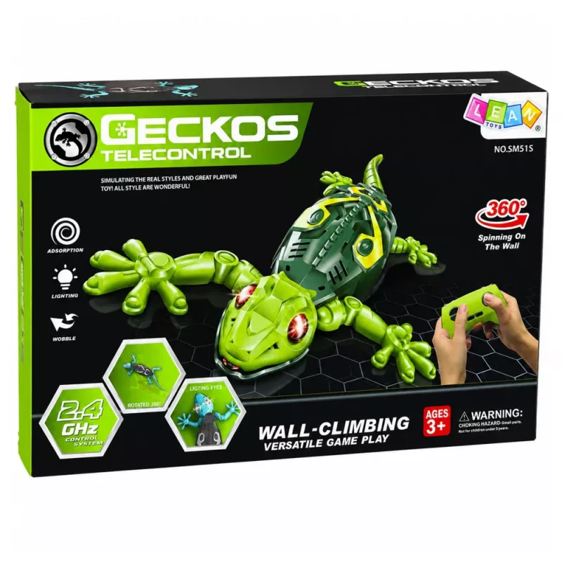 LEAN TOYS RC gekon jašterica lezecká po stene 360° modrá