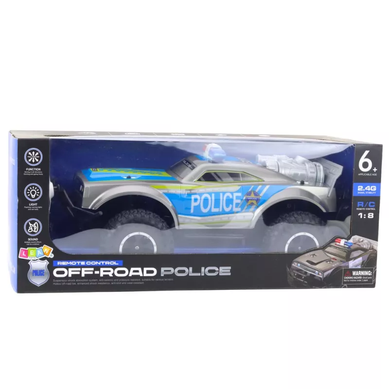 LEAN TOYS RC off-road policajné auto 1:8 strieborné