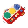 LEAN TOYS Červená senzorická vzdelávacia tabuľa pre deti - 12 aktivít drevená busy board
