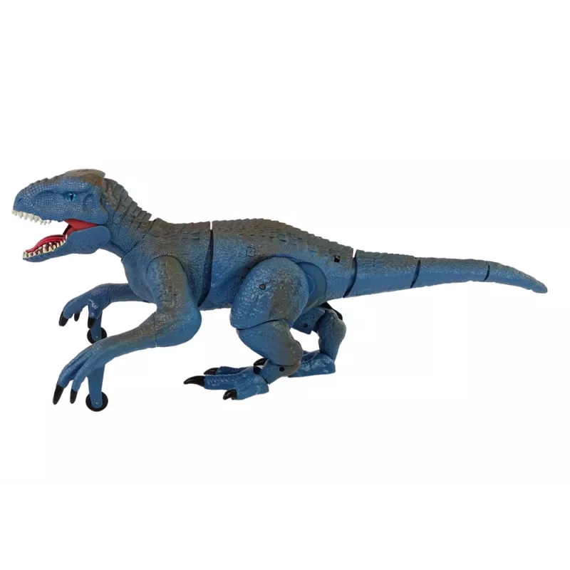 LEAN TOYS dinosaurus na diaľkové ovládanie Velociraptor so zvukom a revom, modrý