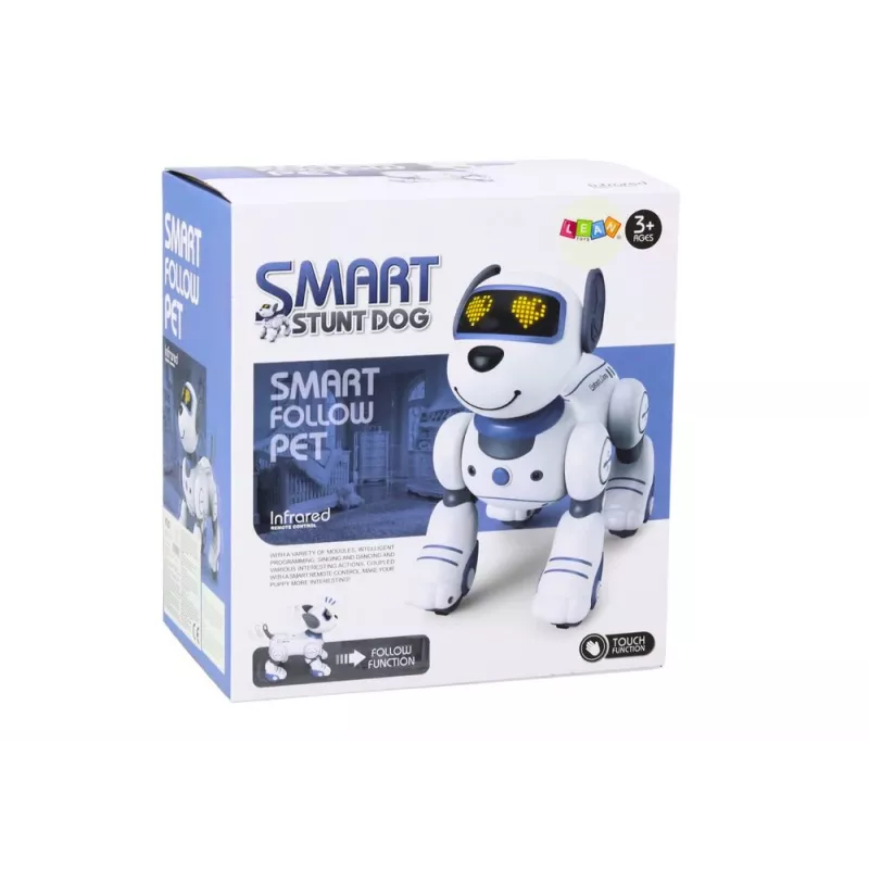 LEAN TOYS diaľkovo ovládaný interaktívny robotický pes – tancuje, spieva, programovateľné príkazy, modrý