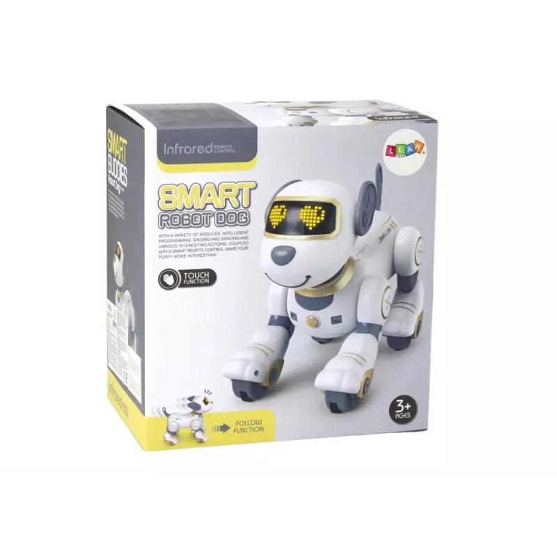 LEAN TOYS diaľkovo ovládaný interaktívny robot pes – zlatý, tancujúci, programovateľný, nabíjateľný