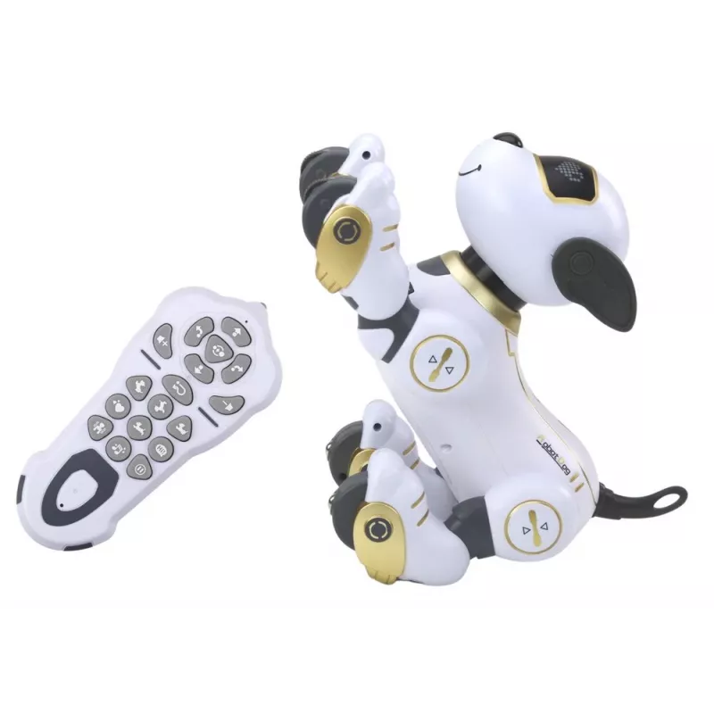 LEAN TOYS diaľkovo ovládaný interaktívny robot pes – zlatý, tancujúci, programovateľný, nabíjateľný