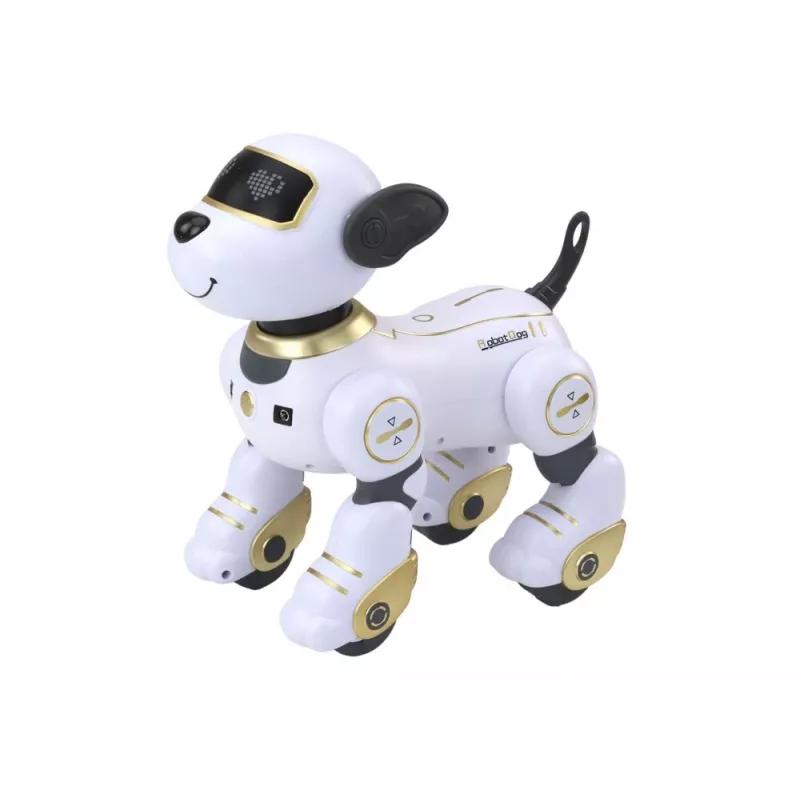 LEAN TOYS diaľkovo ovládaný interaktívny robot pes – zlatý, tancujúci, programovateľný, nabíjateľný