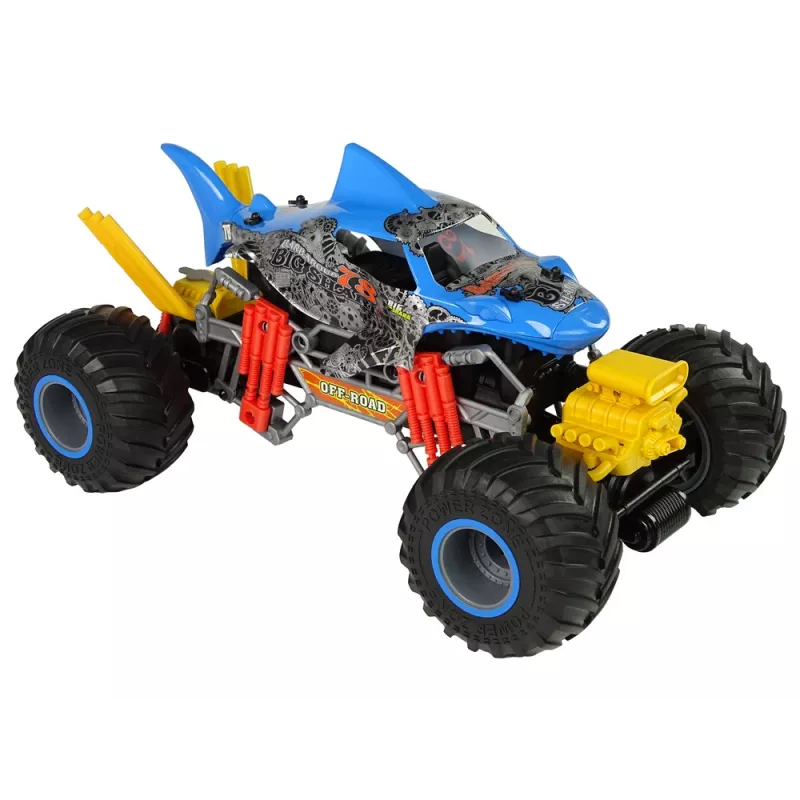 LEAN TOYS Diaľkovo ovládaný žralok Terénne auto 1:10 2.4G modré 15 km/h Pára