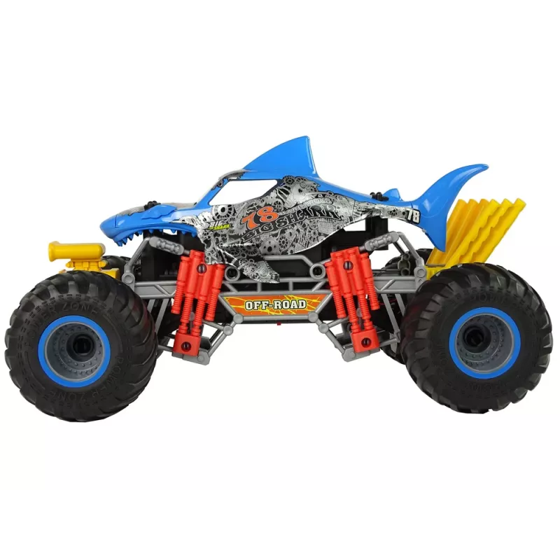 LEAN TOYS Diaľkovo ovládaný žralok Terénne auto 1:10 2.4G modré 15 km/h Pára