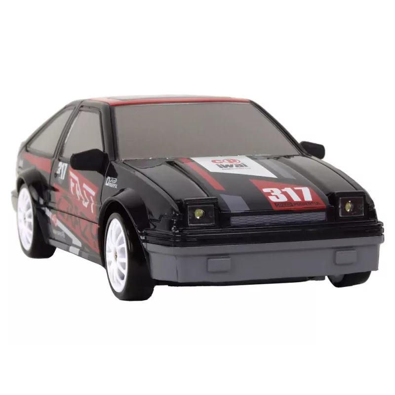LEAN TOYS diaľkovo ovládané športové auto R/C 1:24 čierne, vymeniteľné kolesá