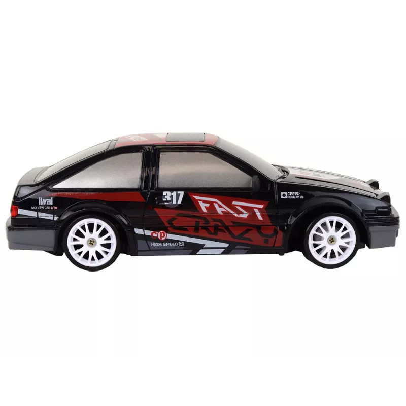 LEAN TOYS diaľkovo ovládané športové auto R/C 1:24 čierne, vymeniteľné kolesá