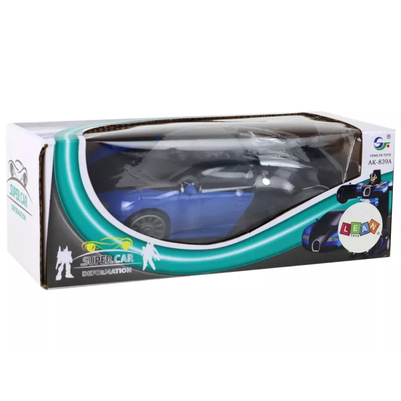 LEAN TOYS robot auto 2in1 Bugatti modré svetelné efekty