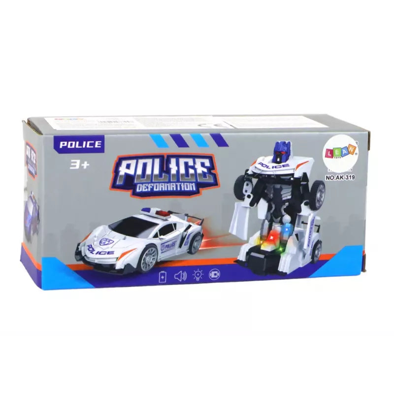 LEAN TOYS robot auto police biele 2in1 transformácia