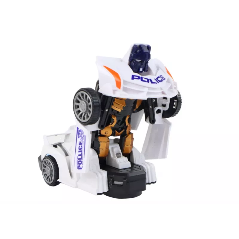 LEAN TOYS robot auto police biele 2in1 transformácia