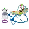 LEAN TOYS hojdacie kreslo 2in1 modrá zebra zvuky vibrácie