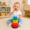 LEAN TOYS otočná pyramídová veža triedič dúha puzzle 36cm 6 dielov