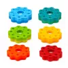 LEAN TOYS otočná pyramídová veža triedič dúha puzzle 36cm 6 dielov