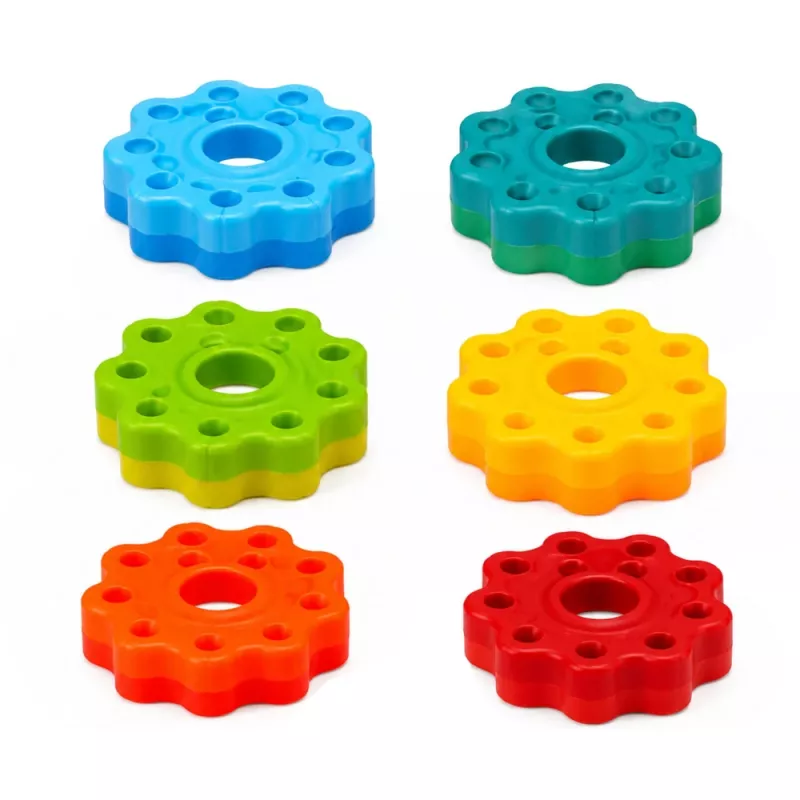 LEAN TOYS otočná pyramídová veža triedič dúha puzzle 36cm 6 dielov