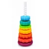 LEAN TOYS otočná pyramídová veža triedič dúha puzzle 36cm 6 dielov