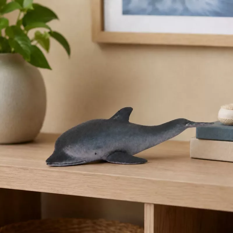 LEAN TOYS Gumená figúrka delfína, mäkká a realistická, TPR, tmavosivá, 17,5 cm