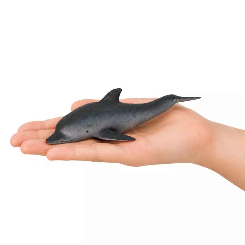 LEAN TOYS Gumená figúrka delfína, mäkká a realistická, TPR, tmavosivá, 17,5 cm