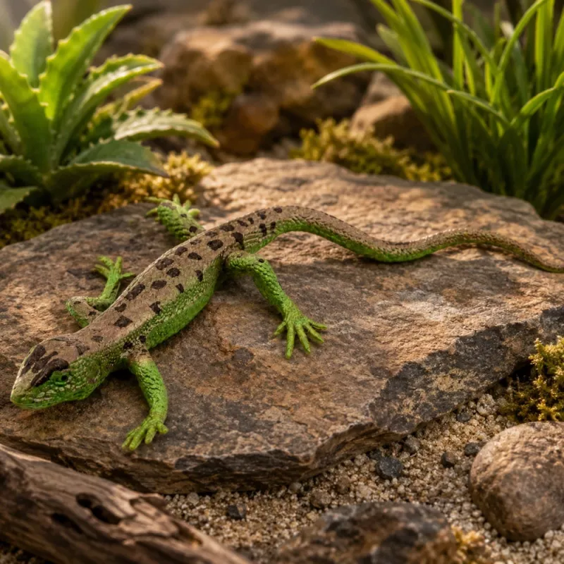 LEAN TOYS jašterica piesočná gumená figúrka naťahovacia realistická 15 cm