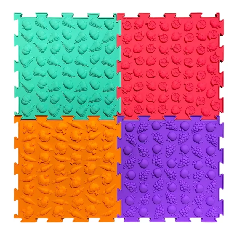 LEAN TOYS senzorické dráha puzzle dlaždice rôzne štruktúry farby 24,5 cm 10 ks