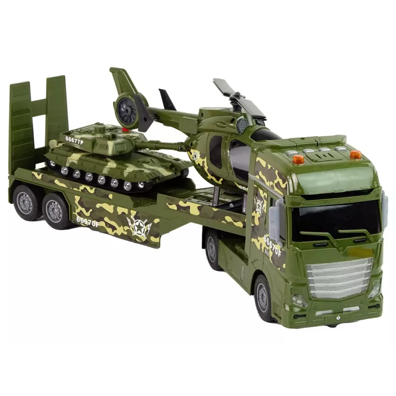 LEAN TOYS Sada vojenský tank pohon trením vrtuľník kamión