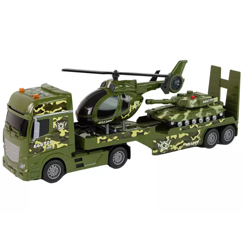 LEAN TOYS Sada vojenský tank pohon trením vrtuľník kamión