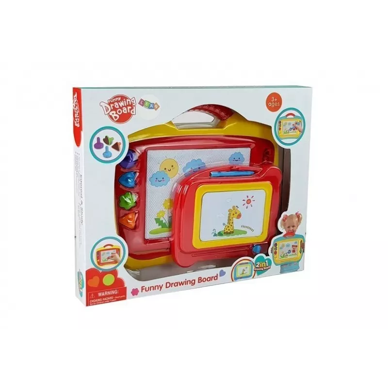 LEAN TOYS Sada 2 magnetických kresliacich tabúľ s pečiatkami - modrá a žltá
