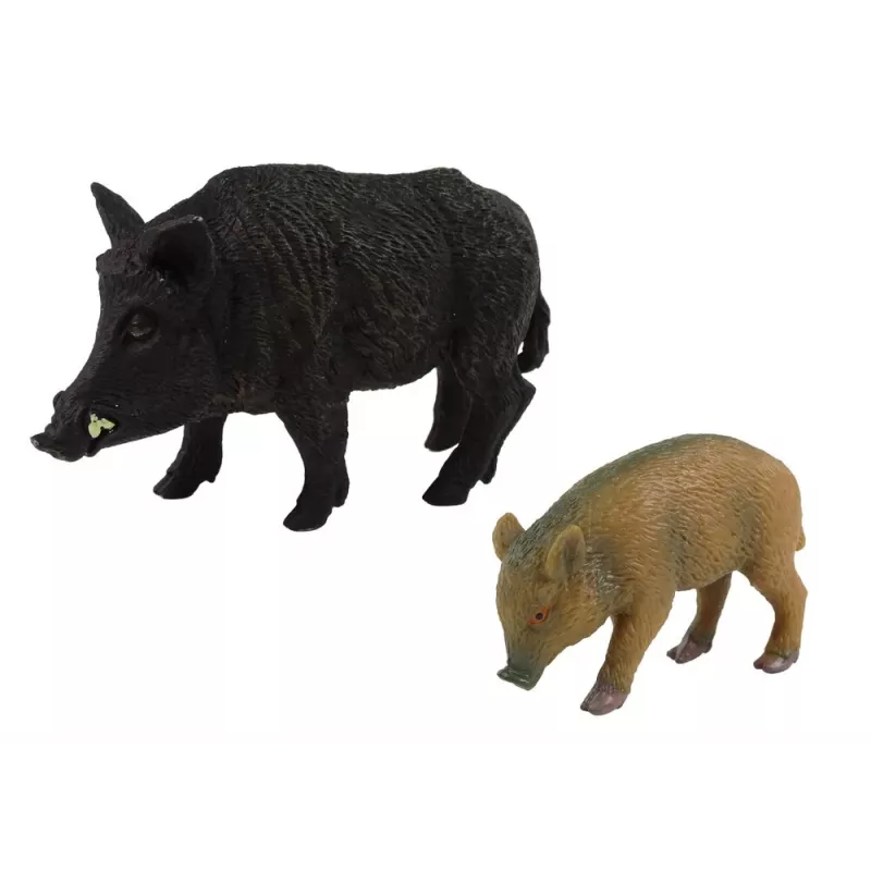 LEAN TOYS sada 2 figúrok diviak s mláďaťom séria lesné zvieratá