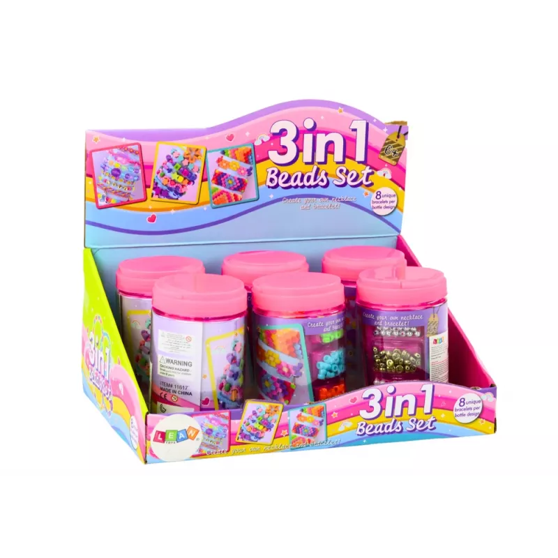 LEAN TOYS Sada korálok v nádobe na výrobu šperkov 3v1