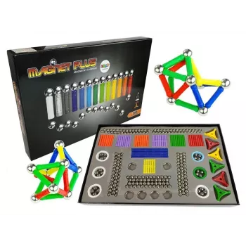 LEAN TOYS sada Magnastix magnetické stavebnice 560 + doska