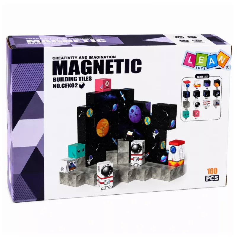 LEAN TOYS sada magnetických kociek Pixels 3D Space 100 kusov